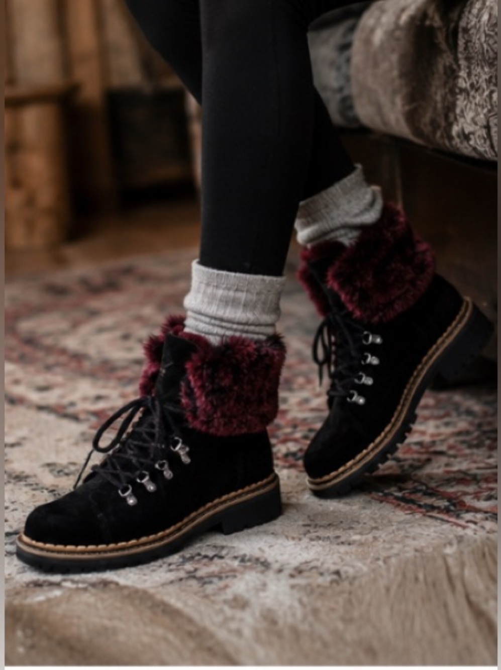 Sam Edelman Cozycore Après Ski Cabincore Winter Luxe Bowen Faux Fur Combat Boots